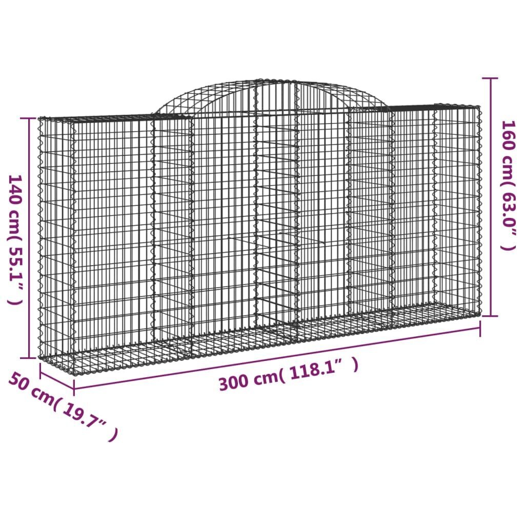 vidaXL Kaarevat kivikorit 15 kpl 300x50x140/160 cm galvanoitu rauta hinta ja tiedot | Aidat ja tarvikkeet | hobbyhall.fi