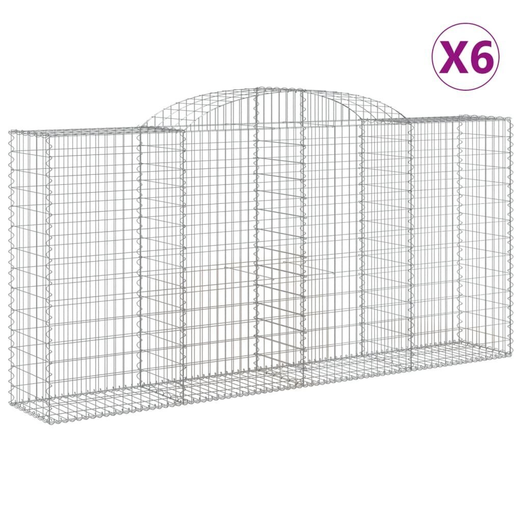 vidaXL Kaarevat kivikorit 6 kpl 300x50x140/160 cm galvanoitu rauta hinta ja tiedot | Aidat ja tarvikkeet | hobbyhall.fi