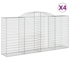 vidaXL Kaarevat kivikorit 4 kpl 300x50x140/160 cm galvanoitu rauta hinta ja tiedot | Aidat ja tarvikkeet | hobbyhall.fi