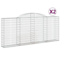 vidaXL Kaarevat kivikorit 2 kpl 300x30x120/140 cm galvanoitu rauta hinta ja tiedot | Aidat ja tarvikkeet | hobbyhall.fi