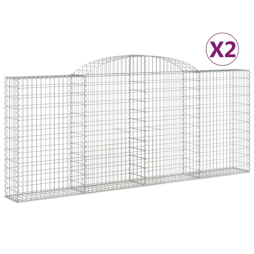 vidaXL Kaarevat kivikorit 2 kpl 300x30x120/140 cm galvanoitu rauta hinta ja tiedot | Aidat ja tarvikkeet | hobbyhall.fi