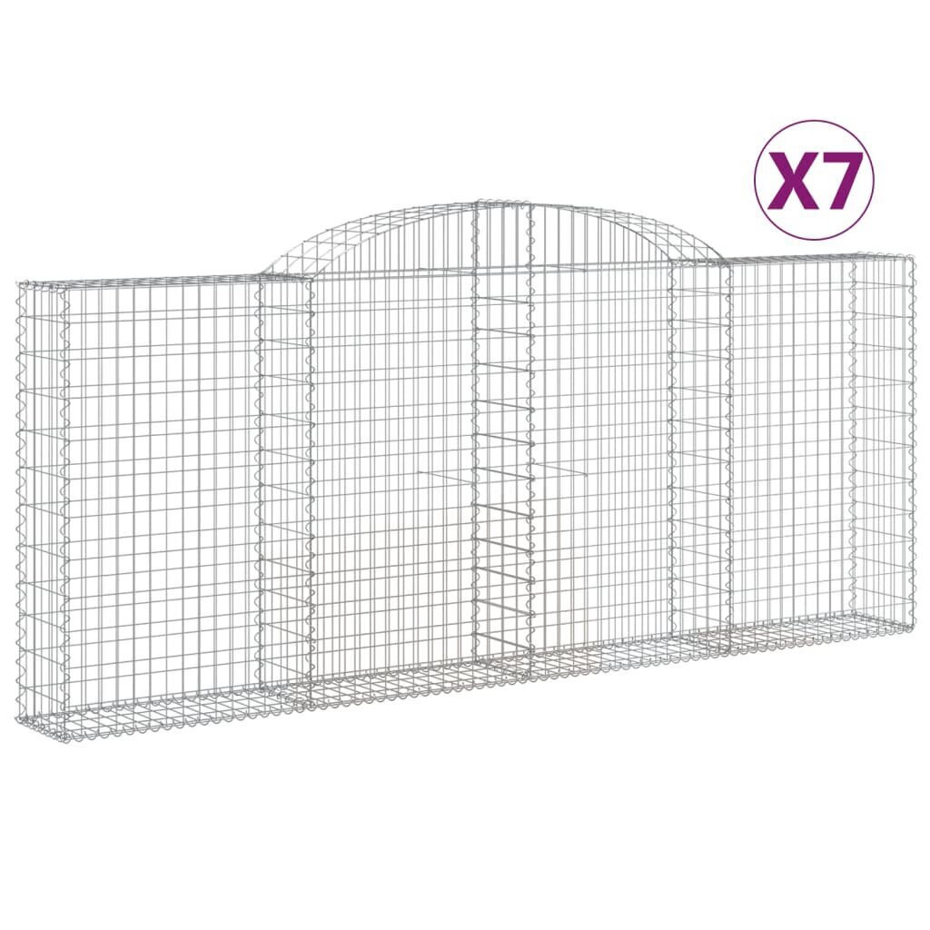 vidaXL Kaarevat kivikorit 7 kpl 300x30x120/140 cm galvanoitu rauta hinta ja tiedot | Aidat ja tarvikkeet | hobbyhall.fi