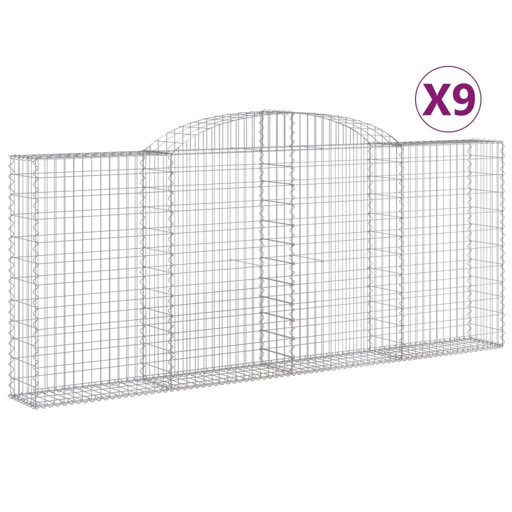 vidaXL Kaarevat kivikorit 9 kpl 300x30x120/140 cm galvanoitu rauta hinta ja tiedot | Aidat ja tarvikkeet | hobbyhall.fi