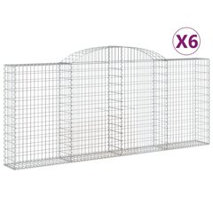 vidaXL Kaarevat kivikorit 6 kpl 300x30x120/140 cm galvanoitu rauta hinta ja tiedot | Aidat ja tarvikkeet | hobbyhall.fi