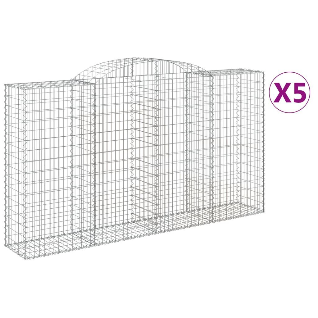 vidaXL Kaarevat kivikorit 5 kpl 300x50x160/180 cm galvanoitu rauta hinta ja tiedot | Aidat ja tarvikkeet | hobbyhall.fi