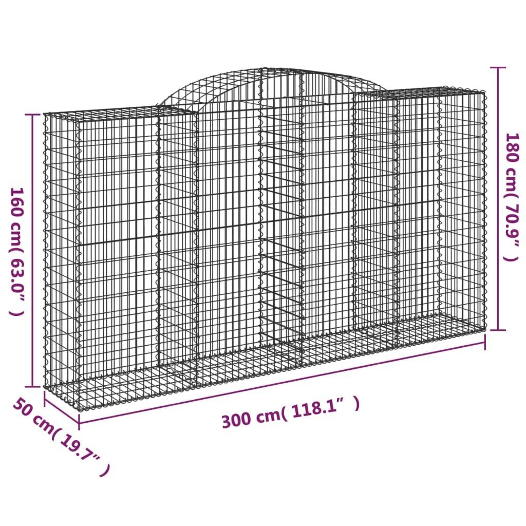 vidaXL Kaarevat kivikorit 3 kpl 300x50x160/180 cm galvanoitu rauta hinta ja tiedot | Aidat ja tarvikkeet | hobbyhall.fi