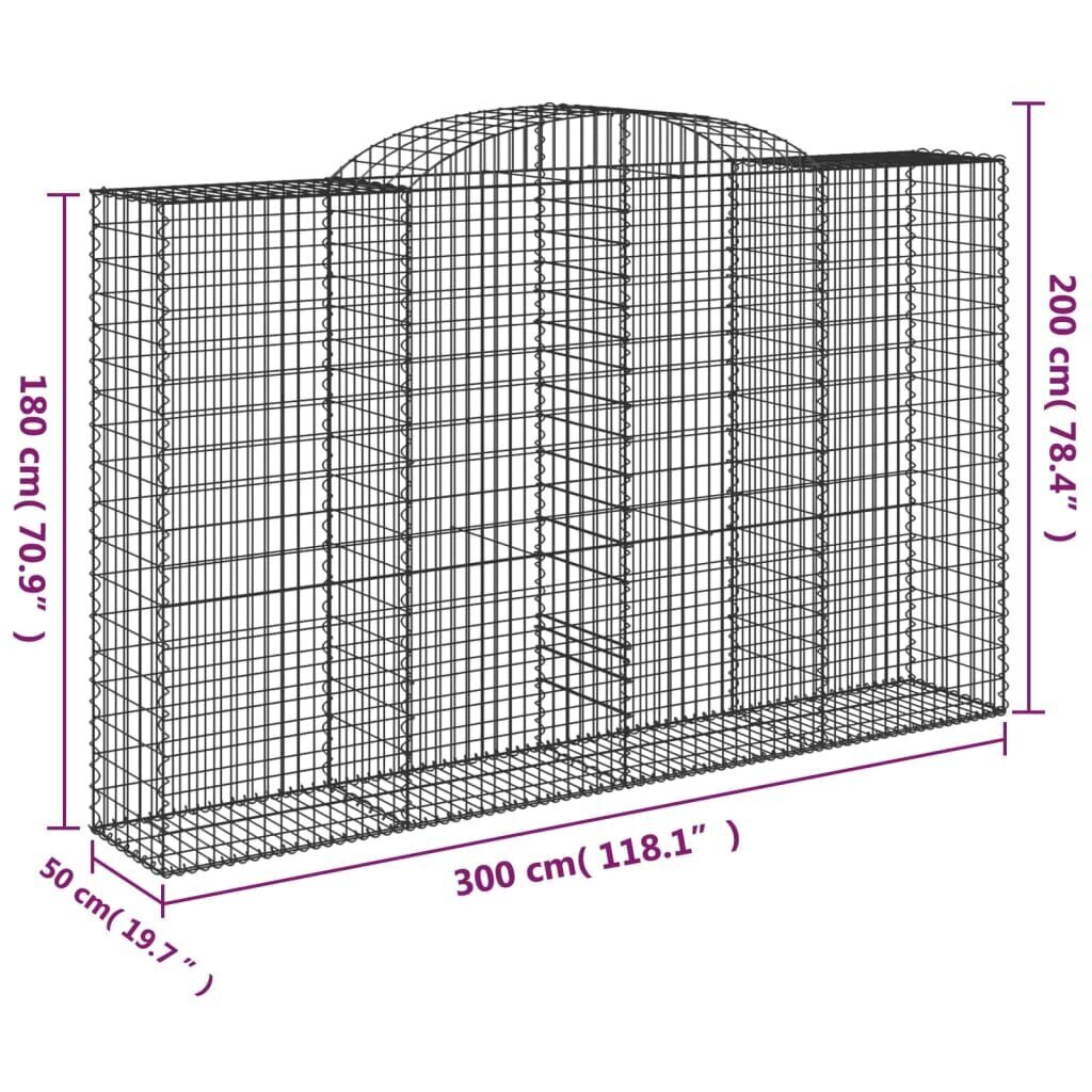 vidaXL Kaarevat kivikorit 3 kpl 300x50x180/200 cm galvanoitu rauta hinta ja tiedot | Aidat ja tarvikkeet | hobbyhall.fi