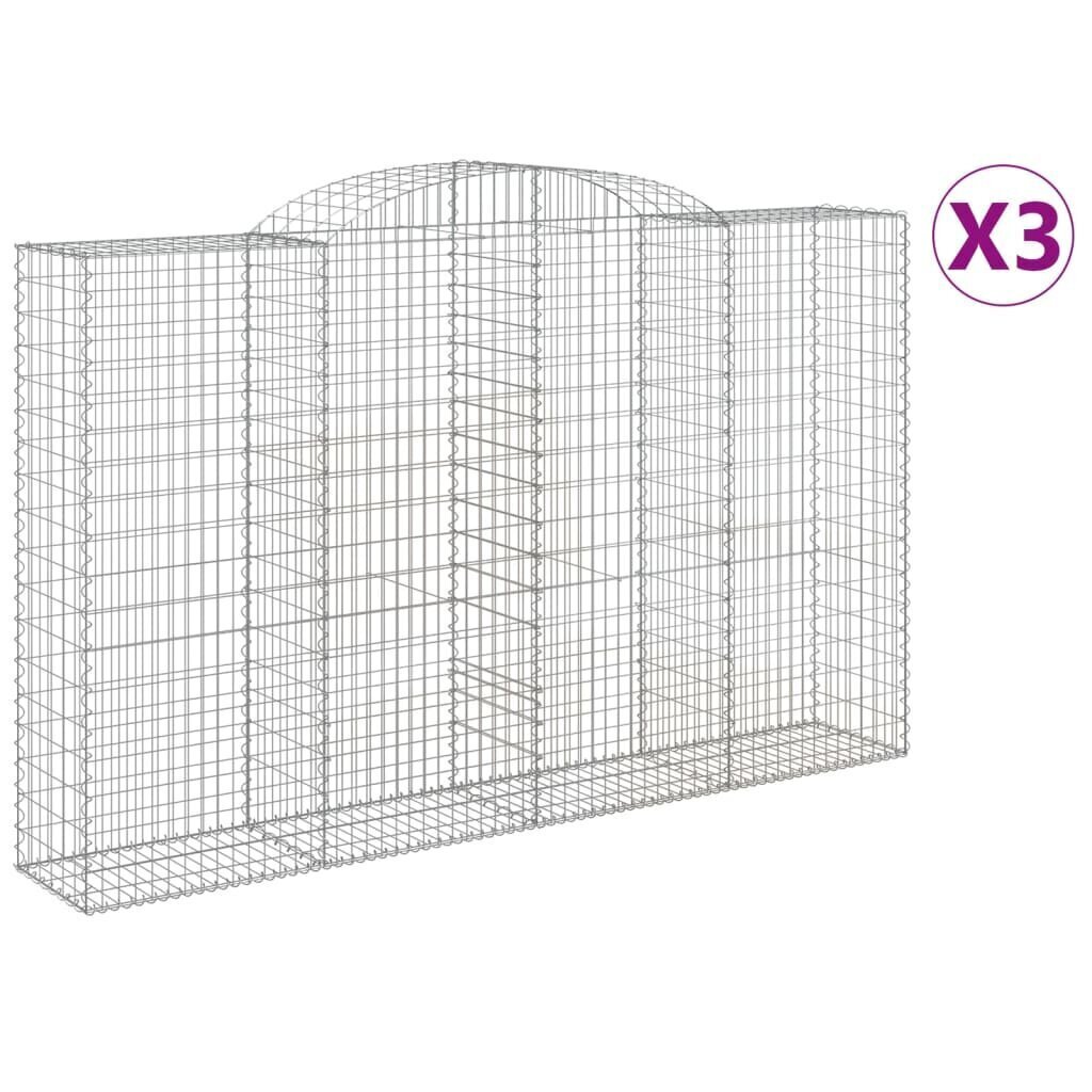 vidaXL Kaarevat kivikorit 3 kpl 300x50x180/200 cm galvanoitu rauta hinta ja tiedot | Aidat ja tarvikkeet | hobbyhall.fi