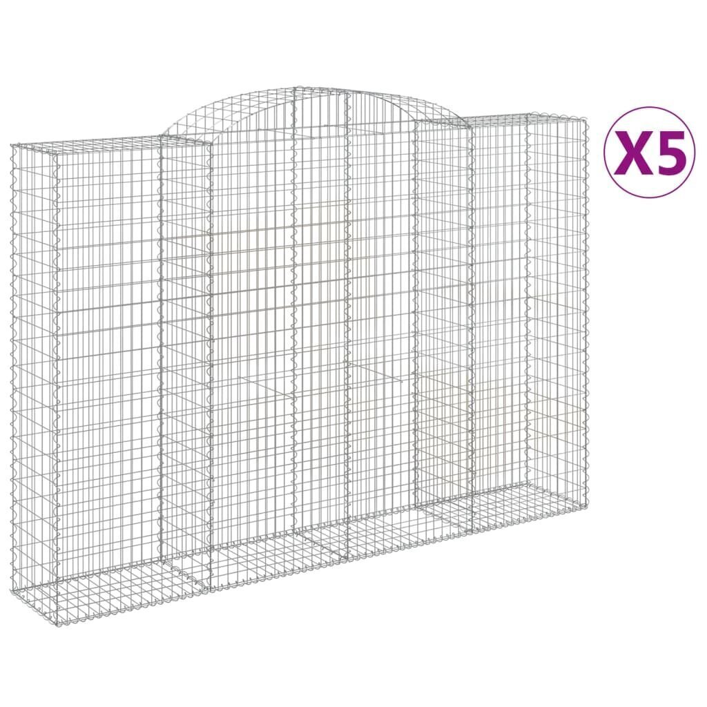 vidaXL Kaarevat kivikorit 5 kpl 300x50x200/220 cm galvanoitu rauta hinta ja tiedot | Aidat ja tarvikkeet | hobbyhall.fi