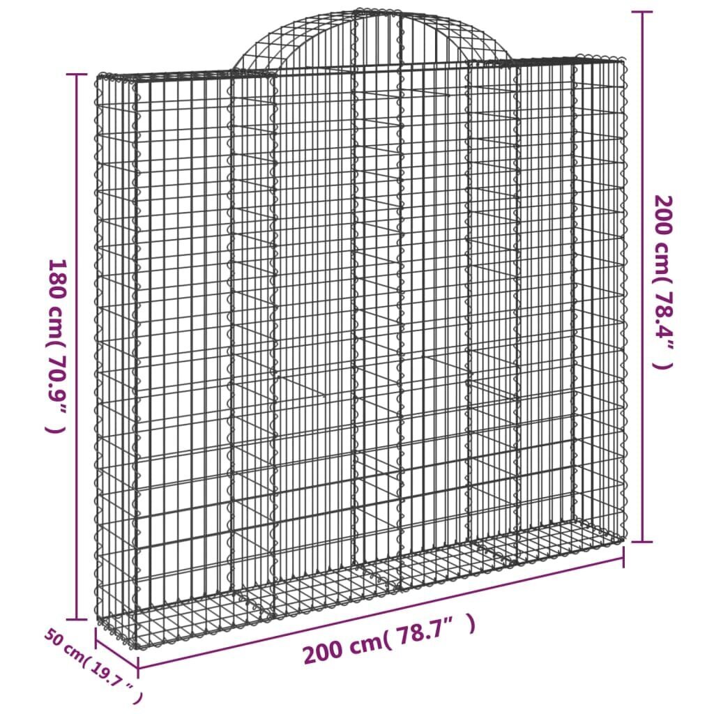 vidaXL Kaarevat kivikorit 2 kpl 200x50x180/200 cm galvanoitu rauta hinta ja tiedot | Aidat ja tarvikkeet | hobbyhall.fi