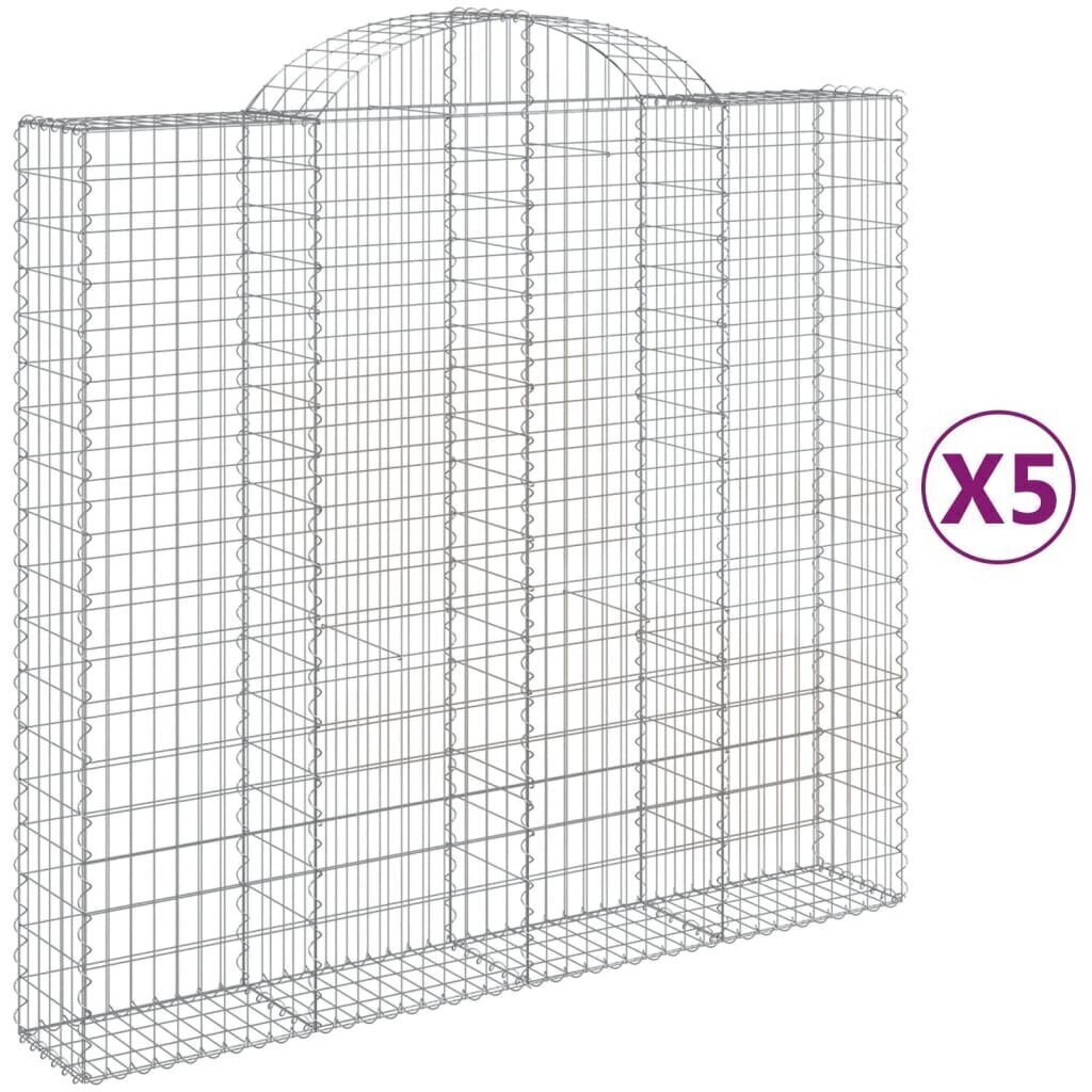 vidaXL Kaarevat kivikorit 5 kpl 200x50x180/200 cm galvanoitu rauta hinta ja tiedot | Aidat ja tarvikkeet | hobbyhall.fi