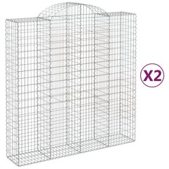 vidaXL Kaarevat kivikorit 2 kpl 200x50x200/220 cm galvanoitu rauta hinta ja tiedot | Aidat ja tarvikkeet | hobbyhall.fi