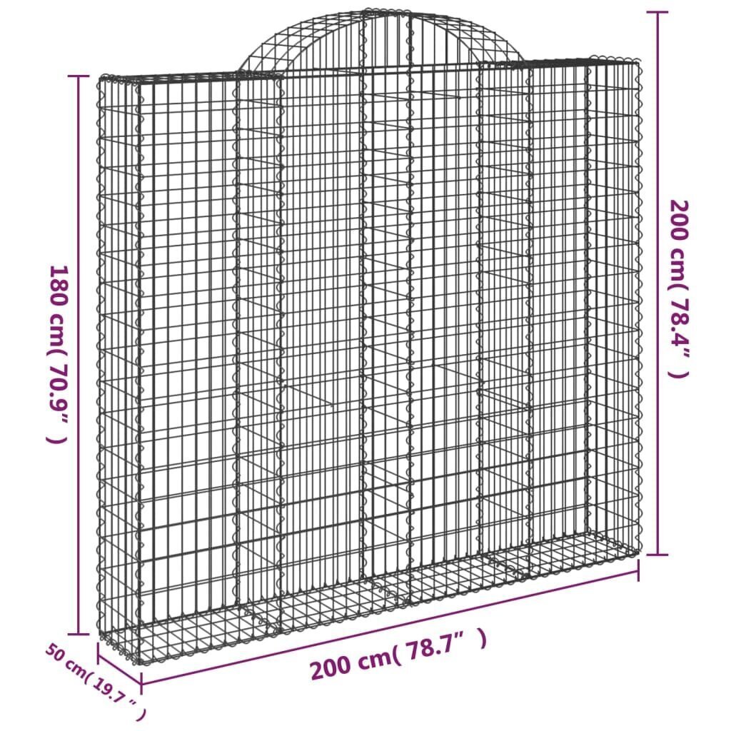 vidaXL Kaarevat kivikorit 7 kpl 200x50x180/200 cm galvanoitu rauta hinta ja tiedot | Aidat ja tarvikkeet | hobbyhall.fi