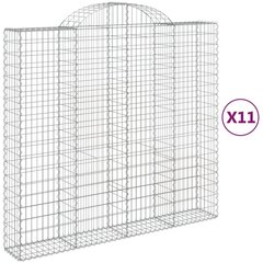 vidaXL Kaarevat kivikorit 11 kpl 200x50x180/200 cm galvanoitu rauta hinta ja tiedot | Aidat ja tarvikkeet | hobbyhall.fi