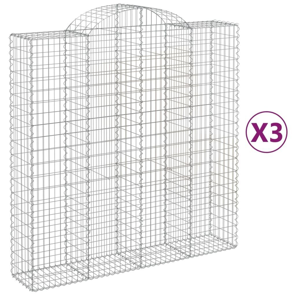 vidaXL Kaarevat kivikorit 3 kpl 200x50x200/220 cm galvanoitu rauta hinta ja tiedot | Aidat ja tarvikkeet | hobbyhall.fi