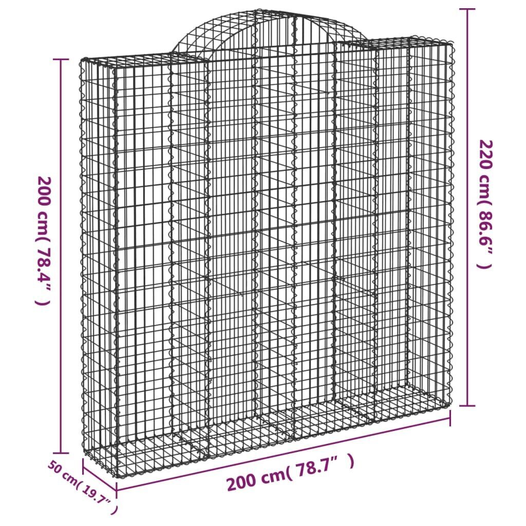 vidaXL Kaarevat kivikorit 3 kpl 200x50x200/220 cm galvanoitu rauta hinta ja tiedot | Aidat ja tarvikkeet | hobbyhall.fi