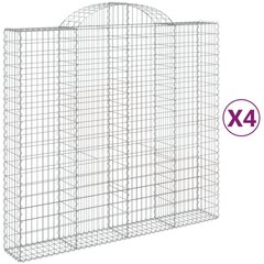 vidaXL Kaarevat kivikorit 4 kpl 200x50x180/200 cm galvanoitu rauta hinta ja tiedot | Aidat ja tarvikkeet | hobbyhall.fi