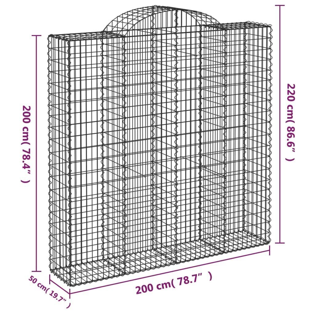 vidaXL Kaarevat kivikorit 8 kpl 200x50x200/220 cm galvanoitu rauta hinta ja tiedot | Aidat ja tarvikkeet | hobbyhall.fi