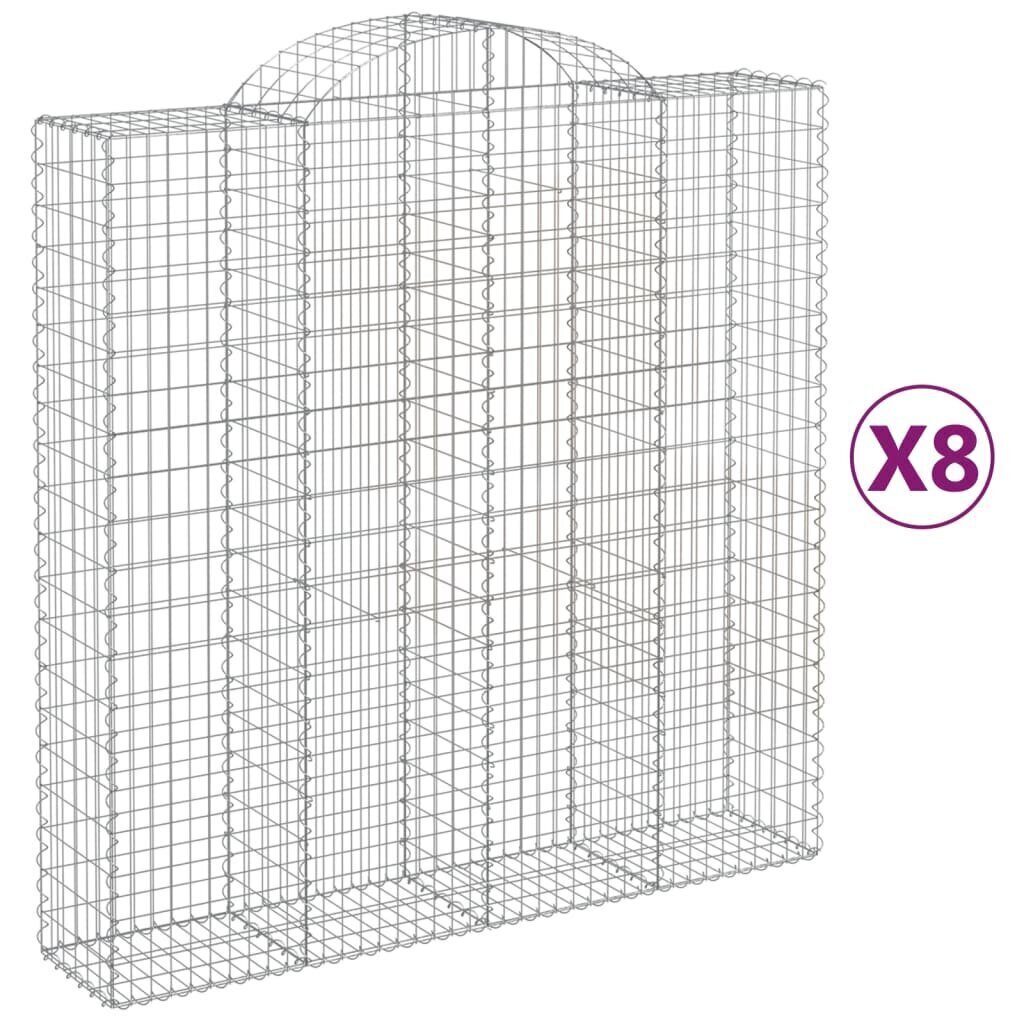 vidaXL Kaarevat kivikorit 8 kpl 200x50x200/220 cm galvanoitu rauta hinta ja tiedot | Aidat ja tarvikkeet | hobbyhall.fi