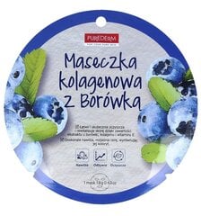 Purederm Blueberry Collagen - Kasvonaamio, mikä on rikastettu kollageenilla ja mustikkauutteella, 18 g hinta ja tiedot | Kasvonaamiot ja silmänalusaamiot | hobbyhall.fi