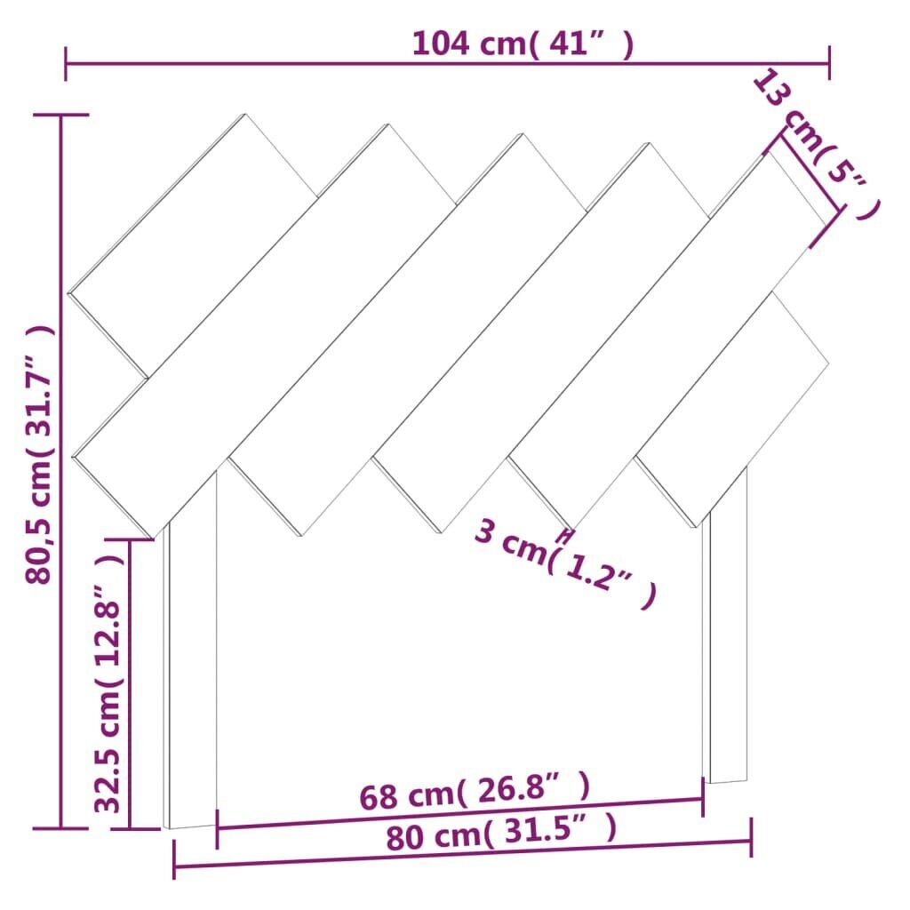 vidaXL Sängynpääty 104x3x80,5 cm täysi mänty hinta ja tiedot | Sängyt | hobbyhall.fi