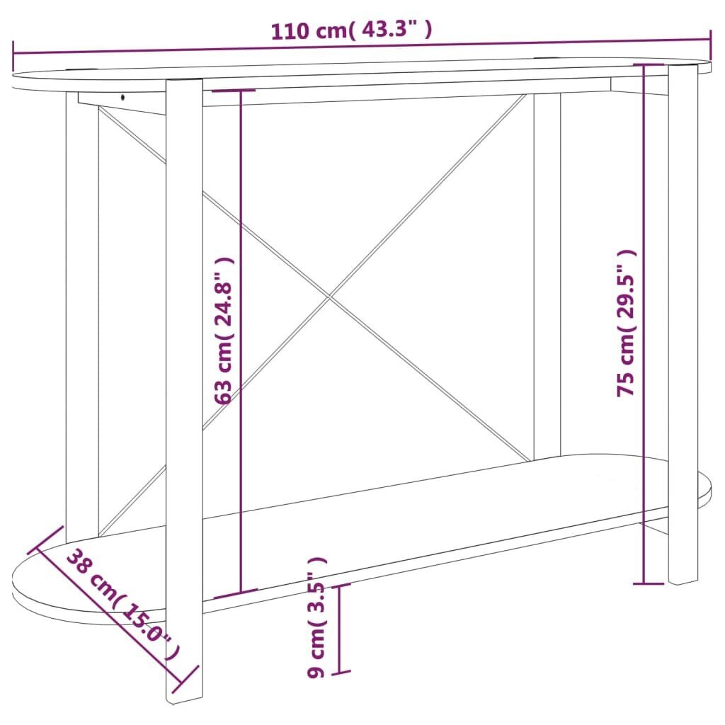 vidaXL Konsolipöytä valkoinen 110x38x75 cm tekninen puu hinta ja tiedot | Sivupöydät | hobbyhall.fi