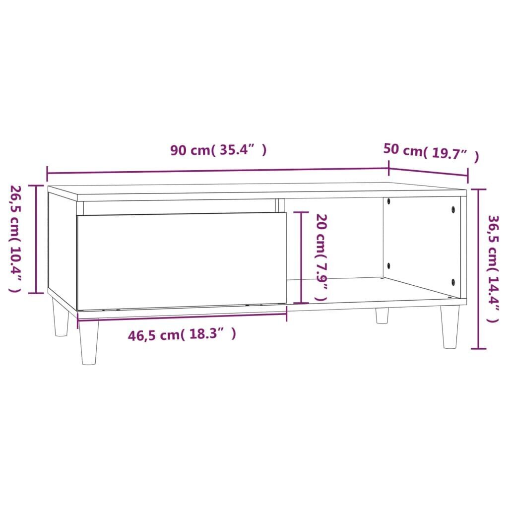 vidaXL Sohvapöytä ruskea tammi 90x50x36,5 cm tekninen puu hinta ja tiedot | Sohvapöydät | hobbyhall.fi