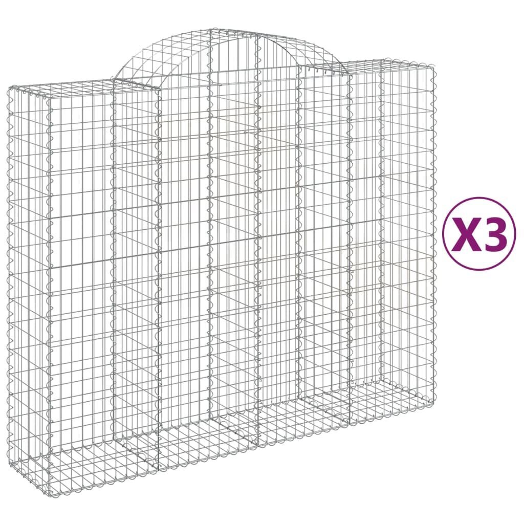 vidaXL Kaarevat kivikorit 3 kpl 200x50x160/180 cm galvanoitu rauta hinta ja tiedot | Aidat ja tarvikkeet | hobbyhall.fi