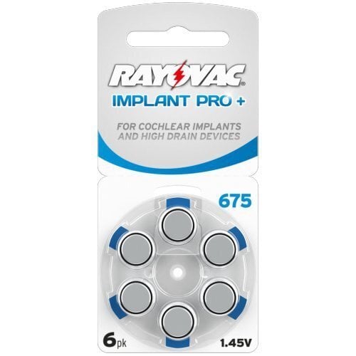 Paristot sisäkorvan implanttiin Rayovac Implant PRO + PR44 675, 6 kpl hinta ja tiedot | Paristot | hobbyhall.fi