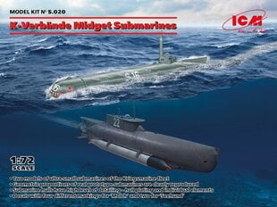 Liimattava malli ICM S020 K-Verbände Midget Submarines (Seehund and Molch) 1/72 hinta ja tiedot | Koottavat pienoismallit | hobbyhall.fi