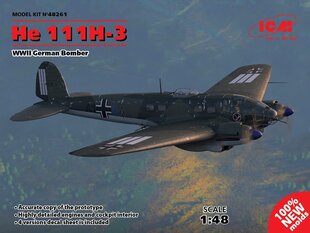 Liimattava malli ICM 48261 WWII German Bomber He 111H-3 1/48 hinta ja tiedot | Koottavat pienoismallit | hobbyhall.fi