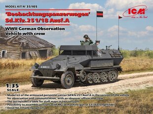 Liimattava malli ICM 35105 WWII German Observation Vehicle with Crew Beobachtungspanzerwagen 1/35 hinta ja tiedot | Koottavat pienoismallit | hobbyhall.fi