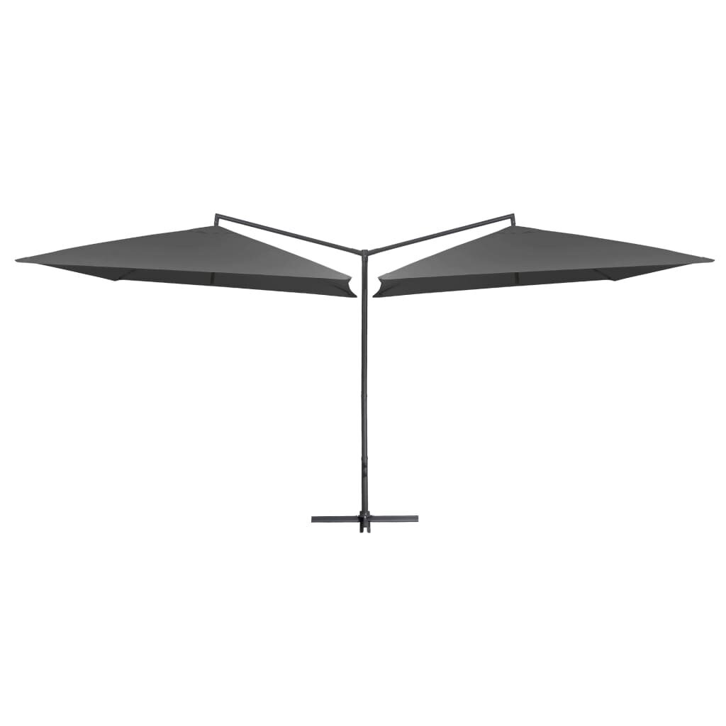 vidaXL Tupla-aurinkovarjo terästanko 250x250 cm antrasiitti hinta ja tiedot | Aurinkovarjot ja markiisit | hobbyhall.fi
