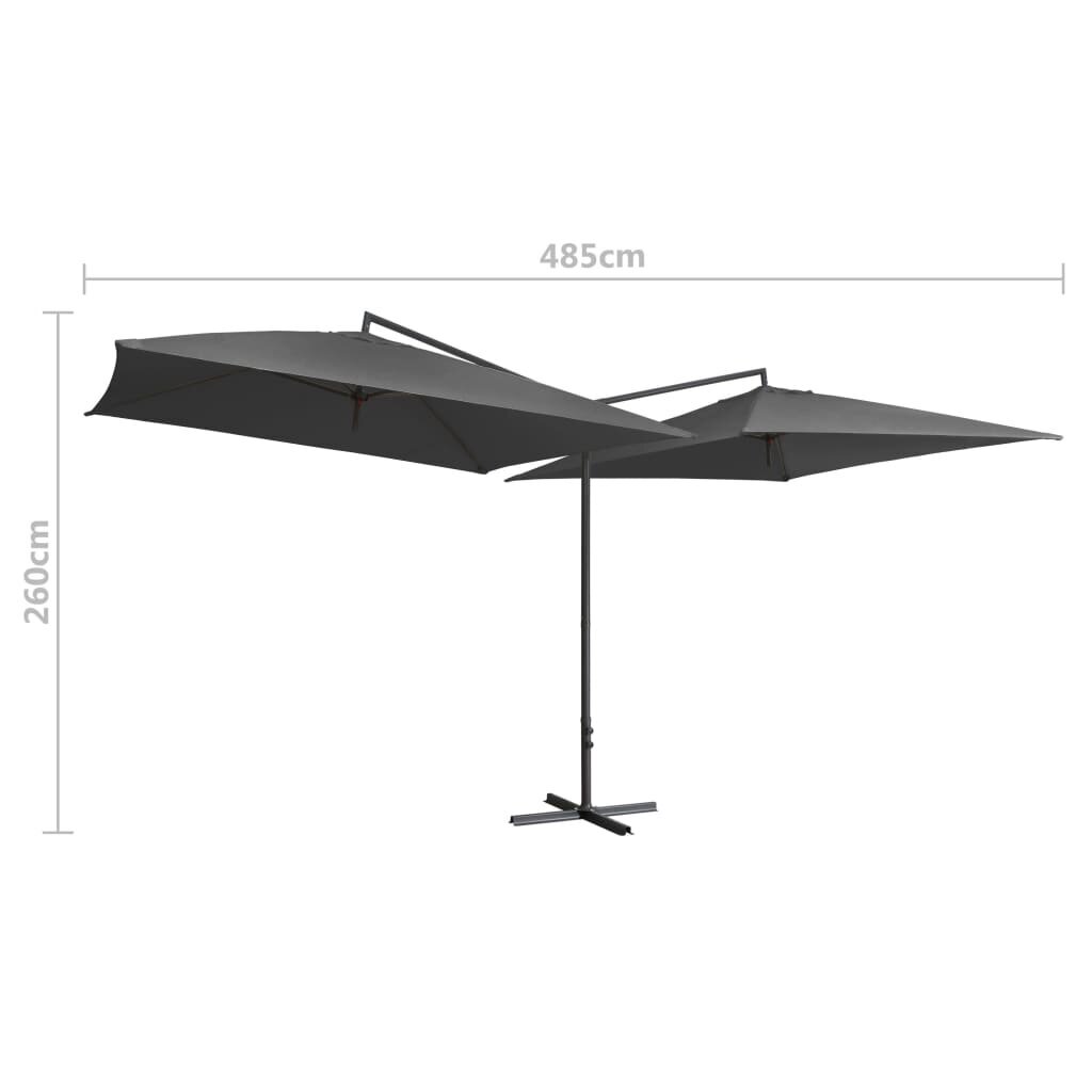 vidaXL Tupla-aurinkovarjo terästanko 250x250 cm antrasiitti hinta ja tiedot | Aurinkovarjot ja markiisit | hobbyhall.fi