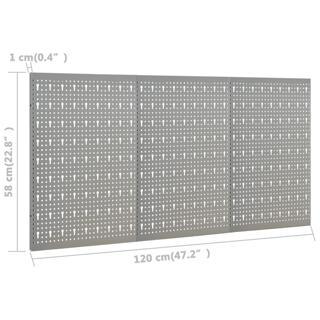 vidaXL Seinään kiinnitettävät työkalutaulut 3 kpl 40x58 cm teräs hinta ja tiedot | Käsityökalut | hobbyhall.fi