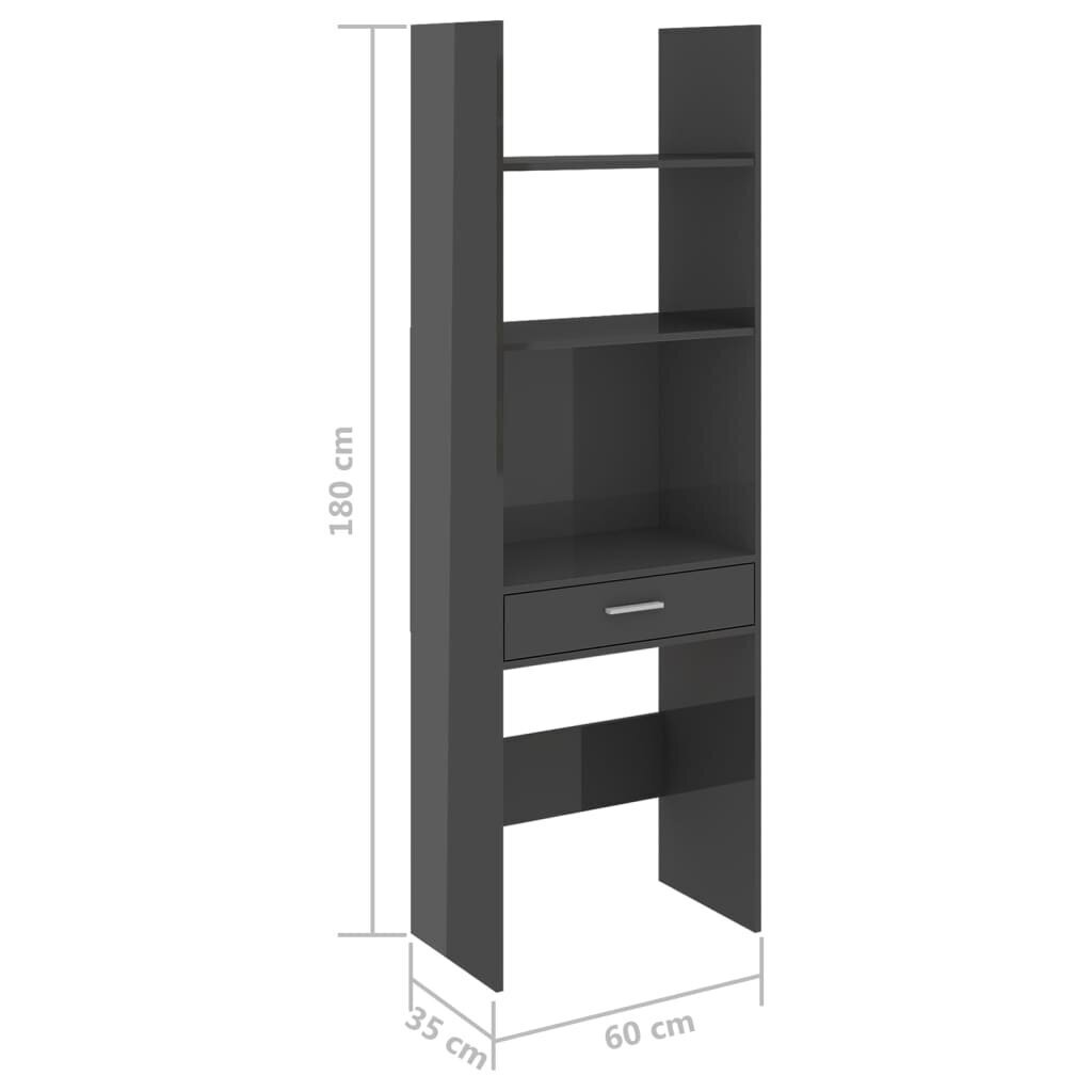 vidaXL Kirjahylly korkeakiilto harmaa 60x35x180 cm lastulevy hinta ja tiedot | Hyllyt | hobbyhall.fi