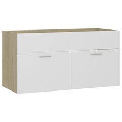 vidaXL Allaskaappi valkoinen ja Sonoma-tammi 90x38,5x46 cm lastulevy hinta ja tiedot | Kylpyhuonekalusteet | hobbyhall.fi