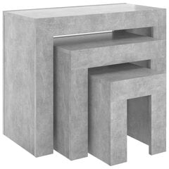 vidaXL Sarjasohvapöydät 3 kpl betoninharmaa lastulevy hinta ja tiedot | Sohvapöydät | hobbyhall.fi