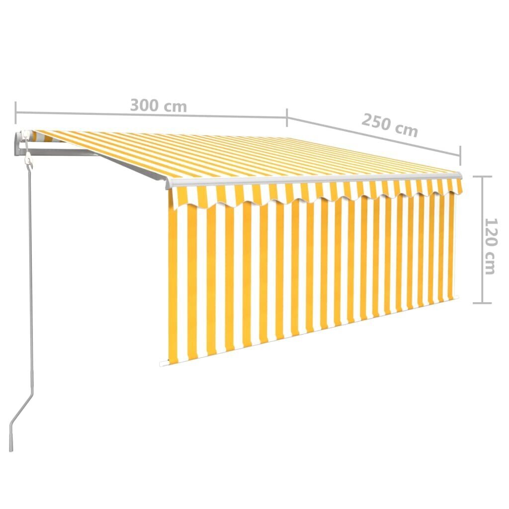 vidaXL Automaattisesti kelattava markiisi verhoilla 3x2,5 m keltavalk. hinta ja tiedot | Aurinkovarjot ja markiisit | hobbyhall.fi