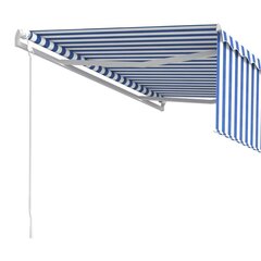 vidaXL Automaattisesti kelattava markiisi verhot 4x3 m sinivalkoinen hinta ja tiedot | Aurinkovarjot ja markiisit | hobbyhall.fi