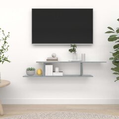 vidaXL Seinäkiinnitettävä TV-hylly harmaa 125x18x23 cm tekninen puu hinta ja tiedot | Hyllyt | hobbyhall.fi