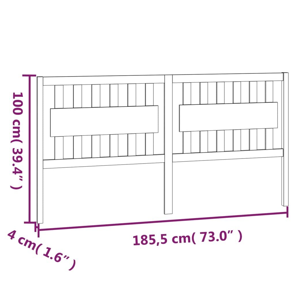 vidaXL Sängynpääty musta 185,5x4x100 cm täysi mänty hinta ja tiedot | Sängyt | hobbyhall.fi