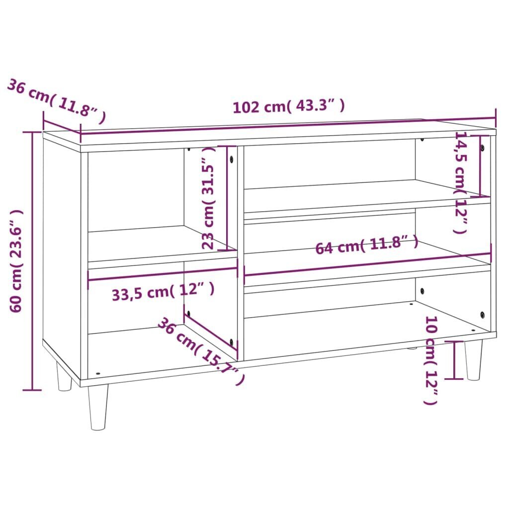 vidaXL Kenkäkaappi musta 102x36x60 cm tekninen puu hinta ja tiedot | Kenkäkaapit ja -hyllyt | hobbyhall.fi