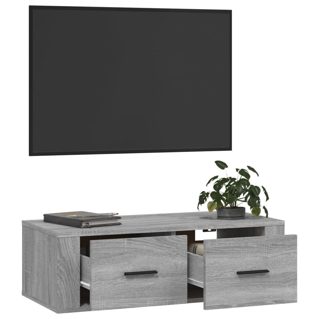 vidaXL Seinä TV-taso harmaa Sonoma 80x36x25 cm tekninen puu hinta ja tiedot | TV-tasot | hobbyhall.fi