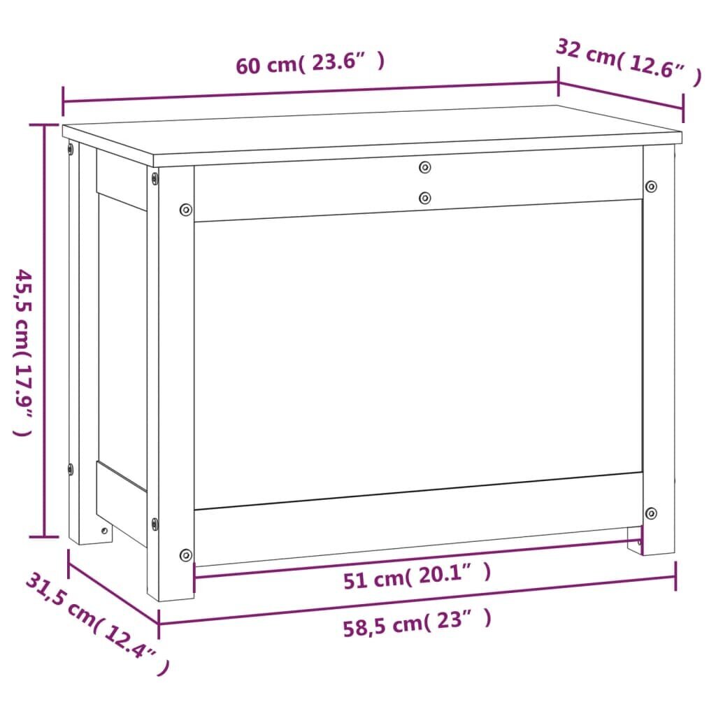 vidaXL Säilytyslaatikko hunajanruskea 60x32x45,5 cm täysi mänty hinta ja tiedot | Säilytyslaatikot ja -korit | hobbyhall.fi