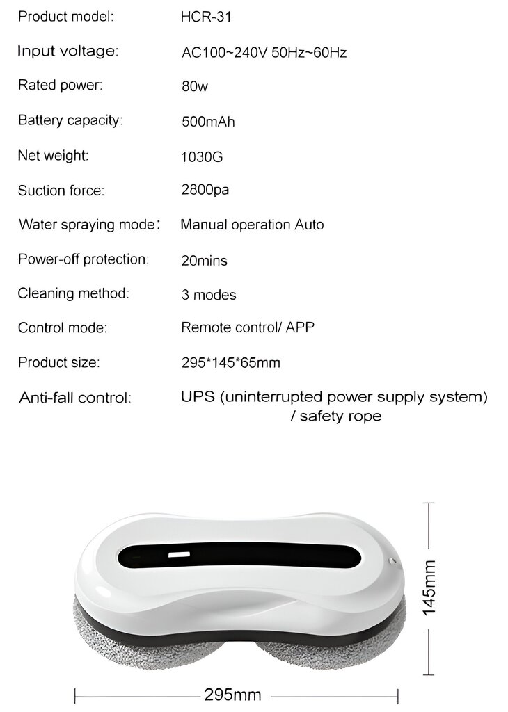 Livman HCR-02 puhdistusrobotti ikkunoille hinta ja tiedot | Ikkunapesurit ja ikkunanpesurobotit | hobbyhall.fi