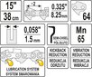 Moottorisahan ketju 15/38cm 1,3mm YT-84941 hinta ja tiedot | Käsityökalut | hobbyhall.fi