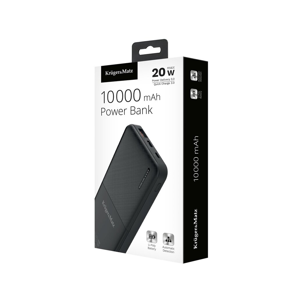 Kruger&Matz 10000 mah li-pol-virtalähde qc- ja pd-toiminnoilla varustettuna hinta ja tiedot | Varavirtalähteet | hobbyhall.fi