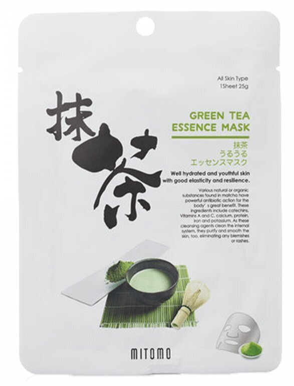 Kasvonaamio vihreällä teellä MITOMO Green Tea Essence Face Mask 25g hinta ja tiedot | Kasvonaamiot ja silmänalusaamiot | hobbyhall.fi