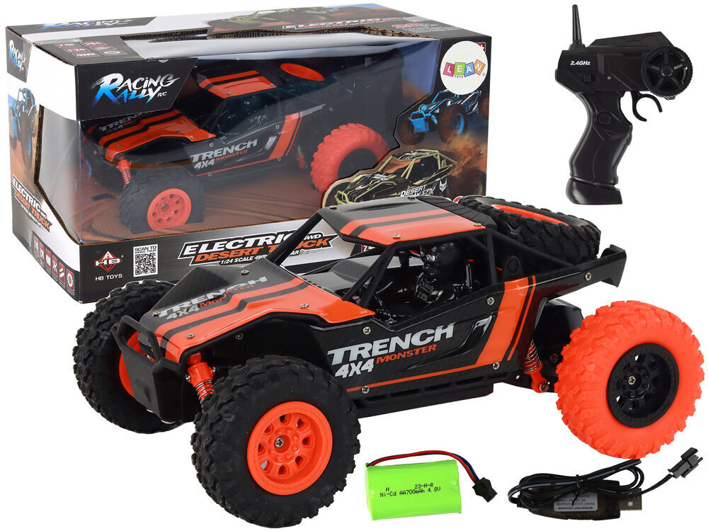 Kauko-ohjattava r/c maasturi 1:24, oranssi hinta ja tiedot | Poikien lelut | hobbyhall.fi